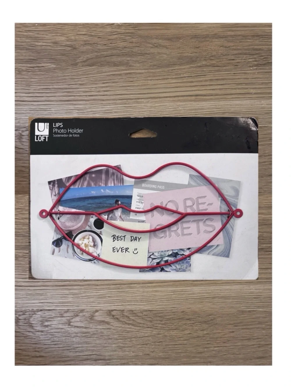 New Umbra Loft Red Lips Wire Mount Photo Holder